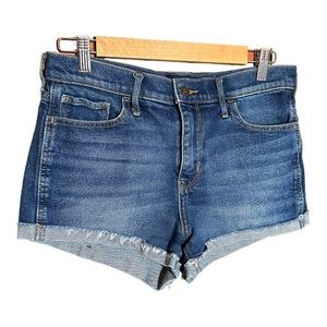 HOLLISTER vintage stretch high rise short-short dark wash denim jean shorts